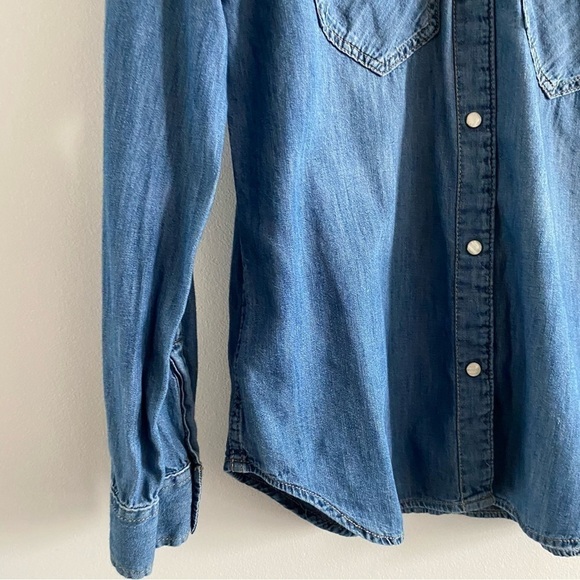Gap Two Pocket Western Denim Button down Shirt Medium Indigo - Picture 6 of 14